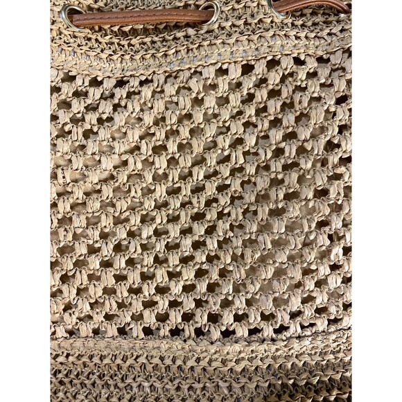 Boho Crochet Straw Bucket Bag Woven Raffia Drawstring Crossbody Shoulder Purse - Picture 7 of 10